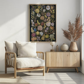 Ragni moody flowers in gold Poster