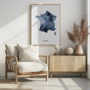 France Watercolor Map Poster