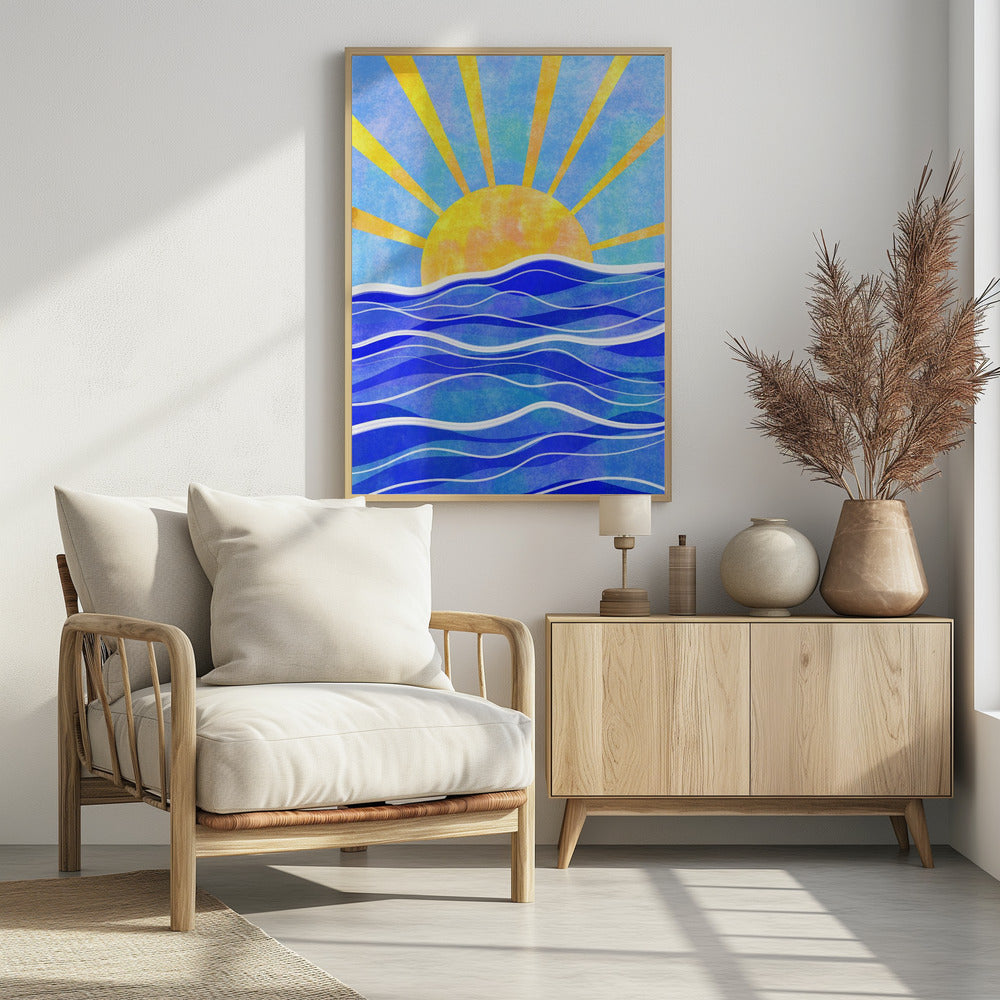 Sea Sunset Blue Poster