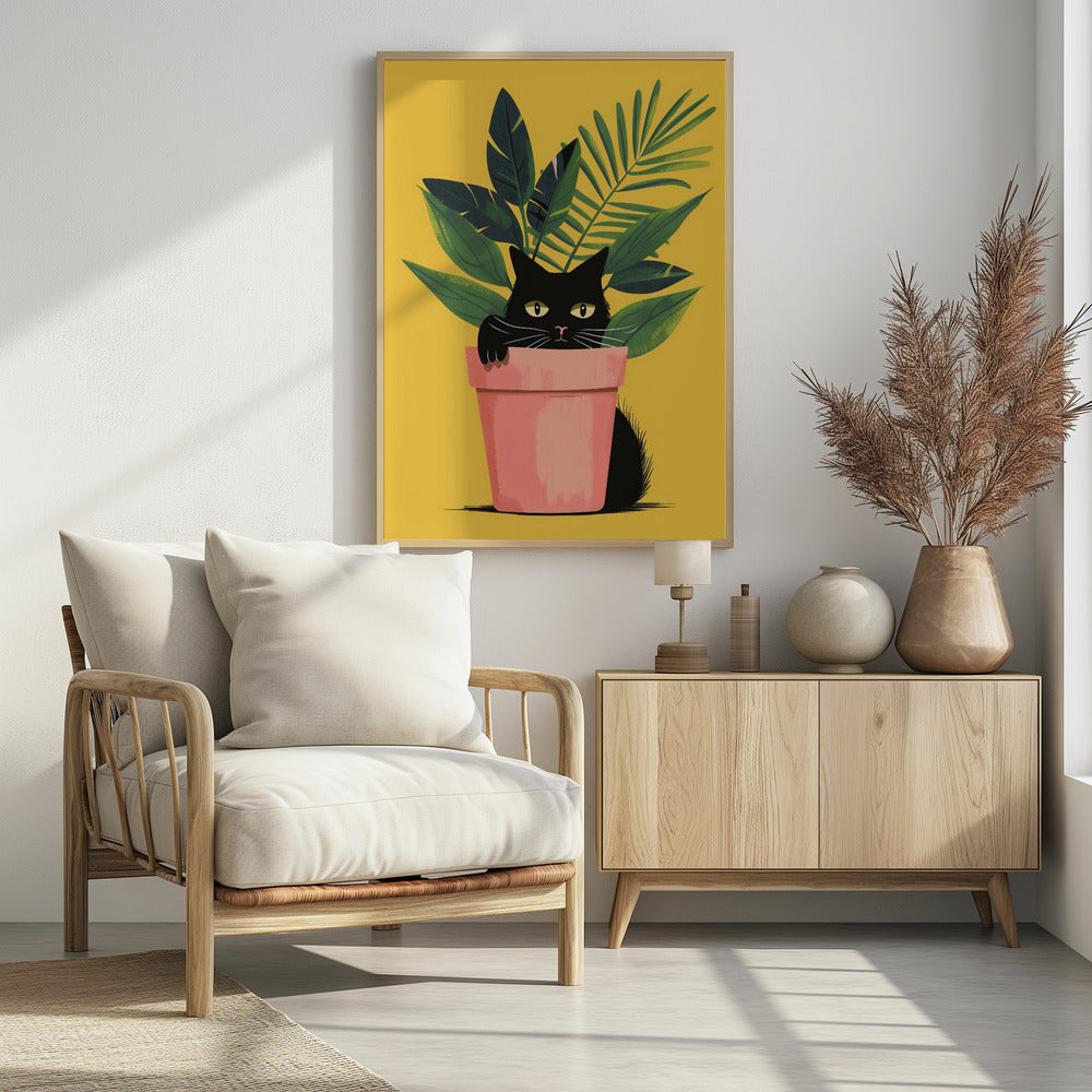 Cat In the Plant Poster