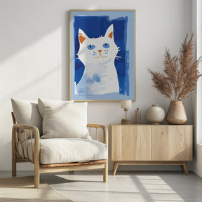 Cat In Blue Poster