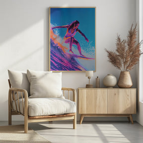 Surfing Woman Poster