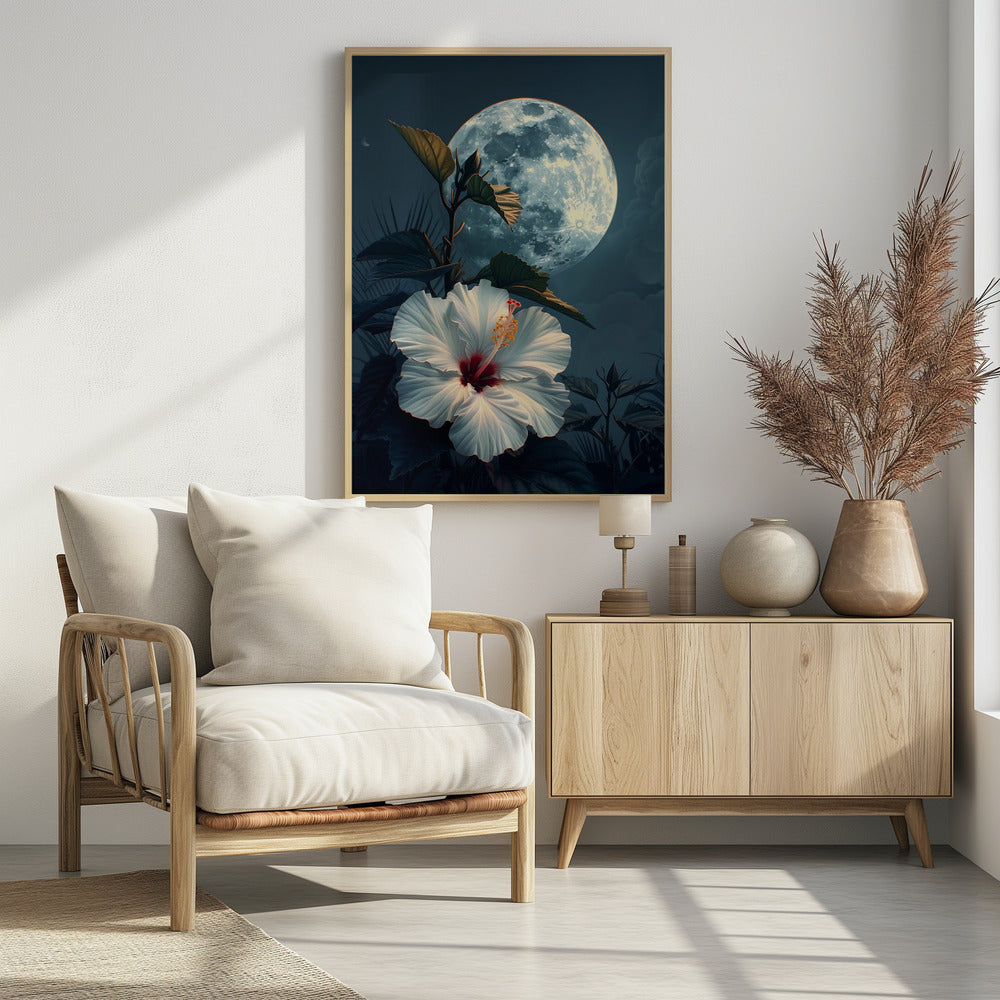 Hibiscus and the Moon Poster