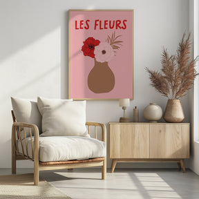 Les Fleurs Pink and Red Poster