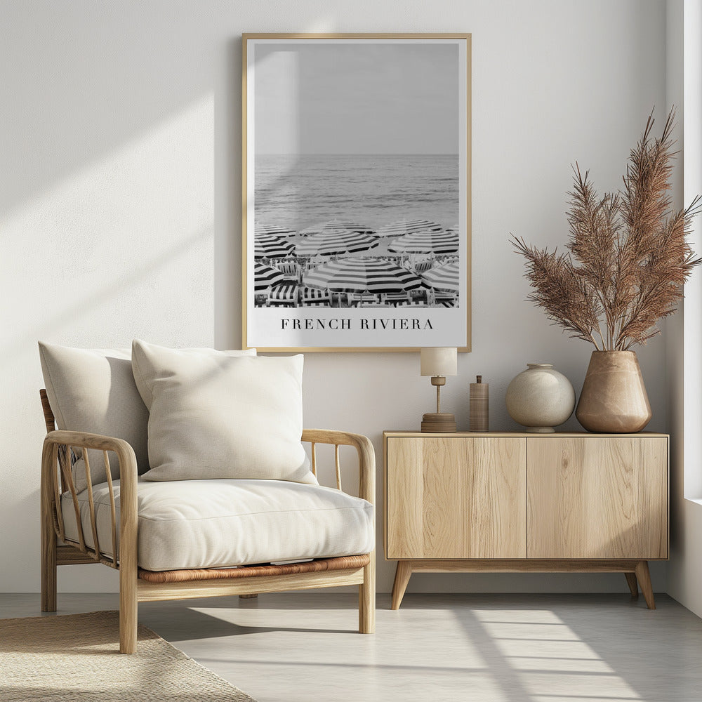 French Riviera Travel In Black and White Poster