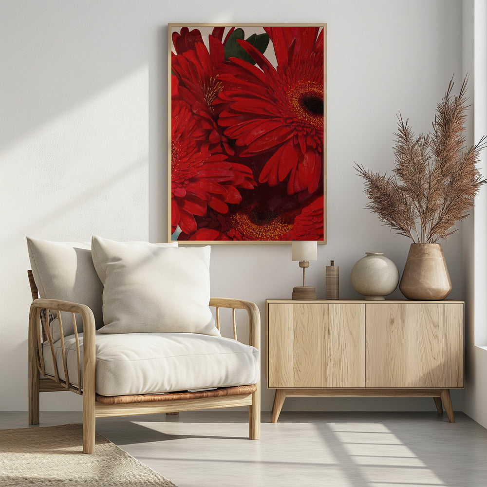 Red Gerbera Daisy Detail Poster