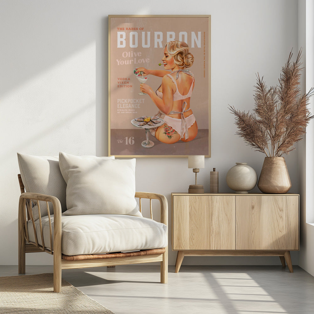 Bourbon Babe Vol 16 Vintage Vodka Martini Pin Up Girl Poster