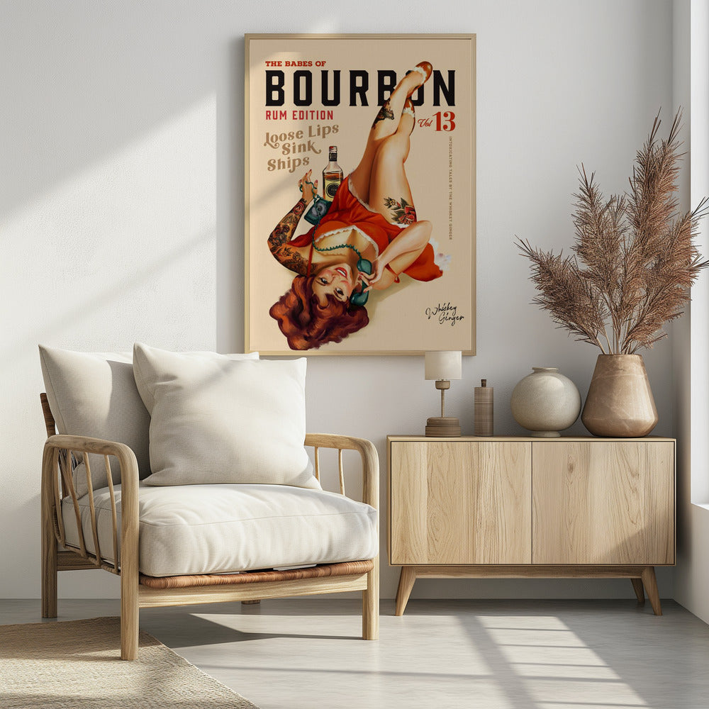 Babes of Bourbon Vol 13 Rum Drinking Pinup Girl Art Poster