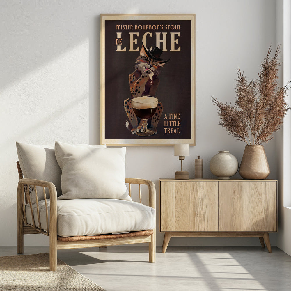 Bourbon De Leche Guinness Style Cat Art Poster