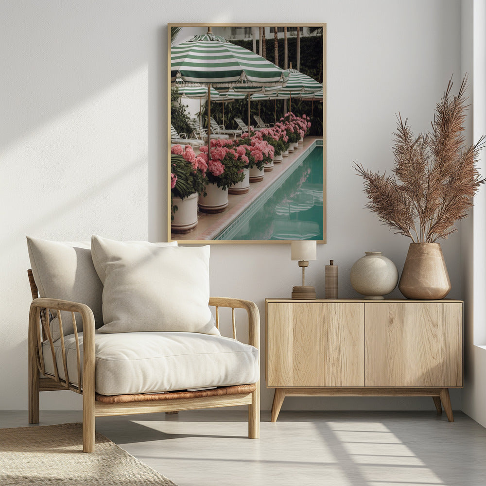 Green Pool Flowers Poster