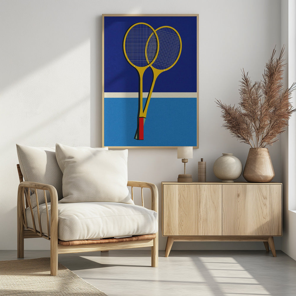 Wooden Badminton Rackets Poster