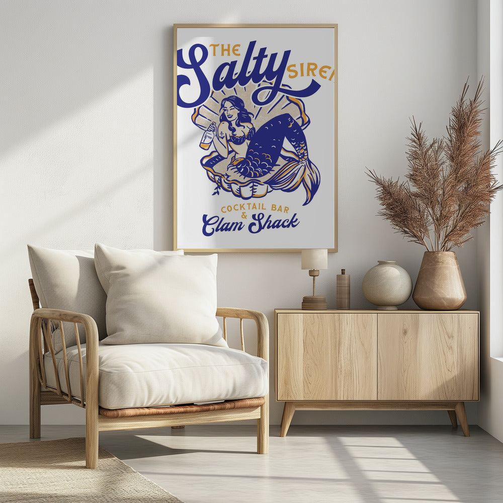 Salty Siren Cocktail Bar &amp; Clam Shack Mermaid Poster