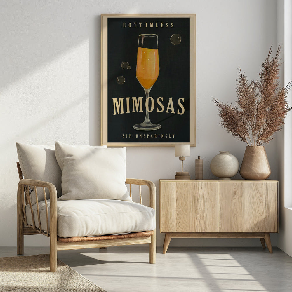 Bottomless Mimosas Art Deco Cocktail Bar Art Poster