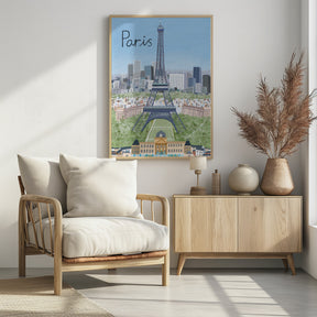 Eiffel Tower with Paris City in Background by Artist Carla Daly Poster