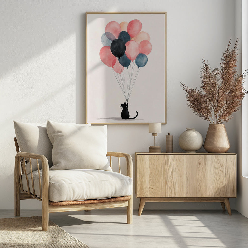 The Cat and the Balloons Poster