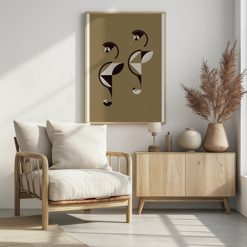 Golden Animals - Seahorses (gold) Poster