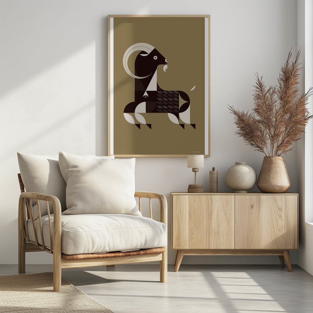 Golden Animals - Kri Kri Goat (Gold) Poster