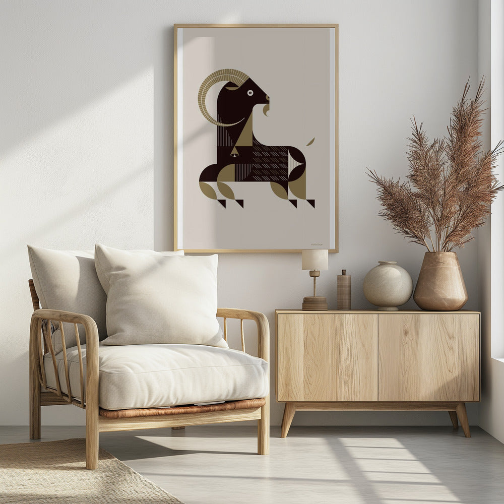 Golden Animals - Kri Kri Goat (White) Poster