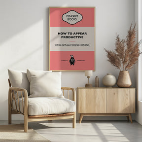 How To Appear Productive - Funny Vintage Book Cover - Sarcastic Self Help - Pink Poster