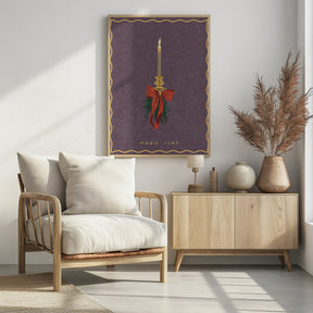 Candle with bow and spruce sprigs Poster