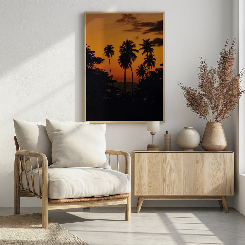 Squiggly Palm Sunset Poster