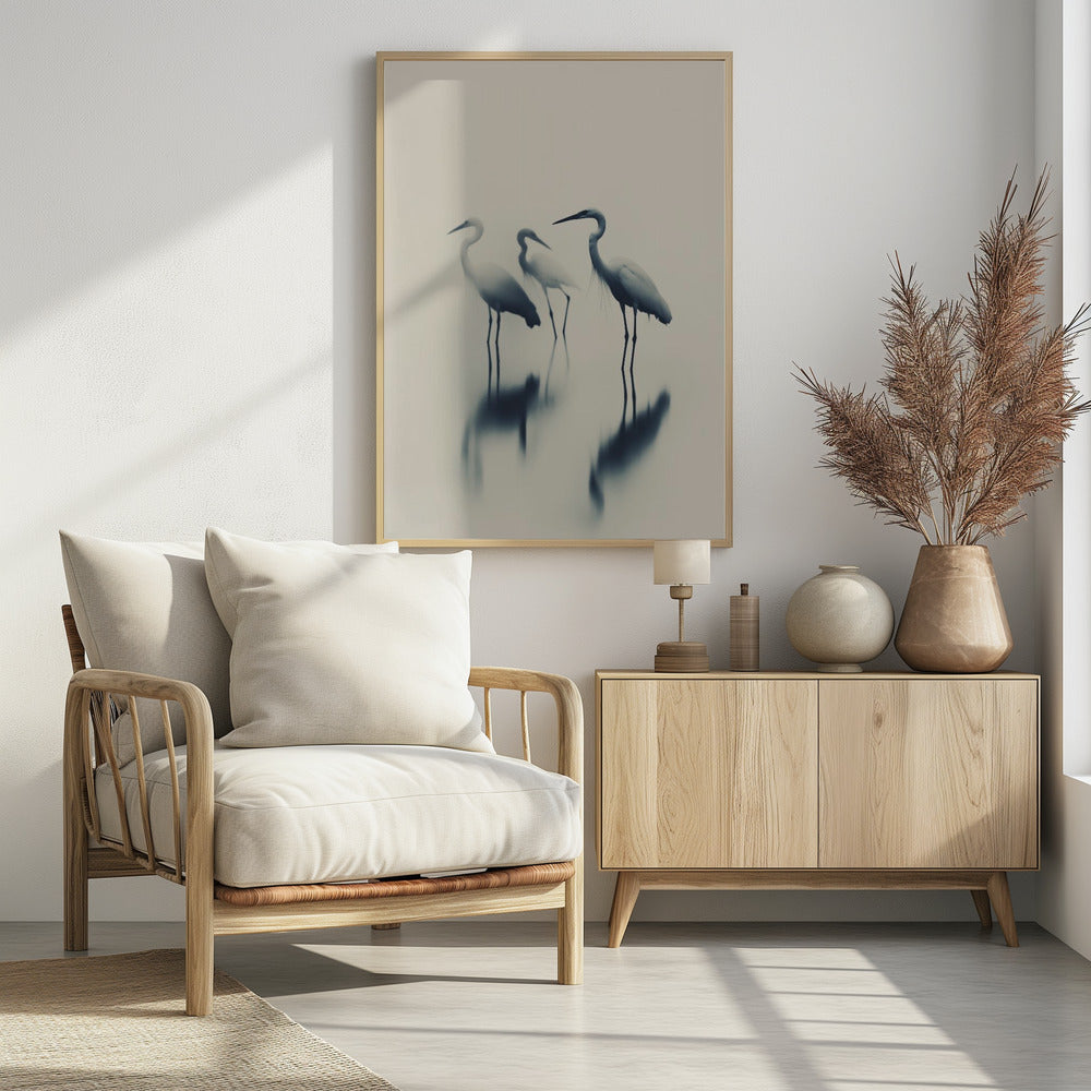 Birds In Lake Poster