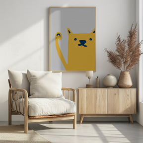 Cute Cat Yellow Poster