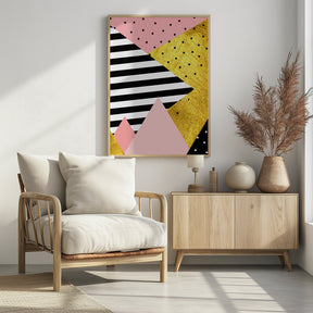 Gold Abstract Pink - Modern Geometric Poster