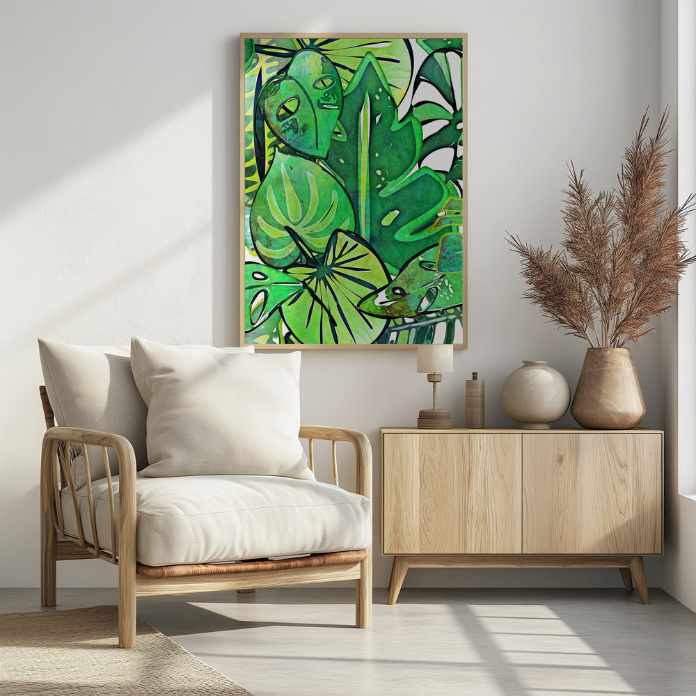 Lush Bohemian Tropical Leaves Poster