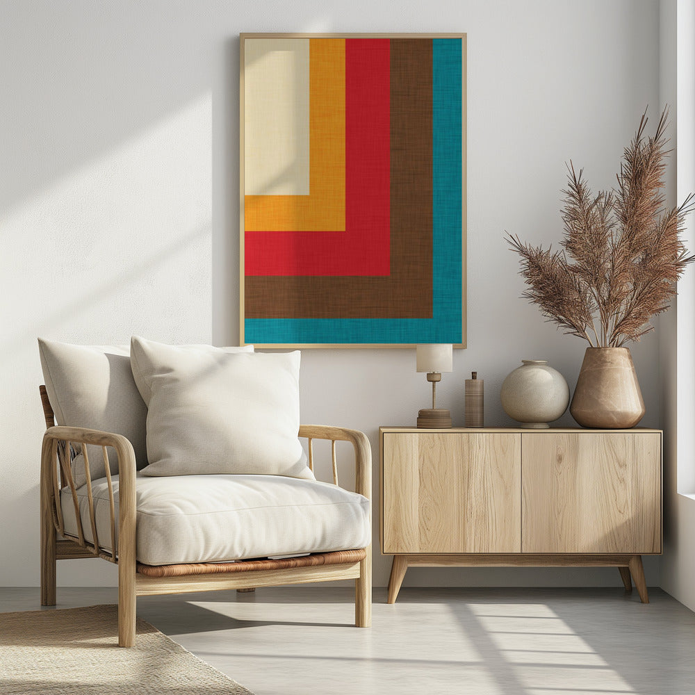 Abstract Mod Cube Beige Poster