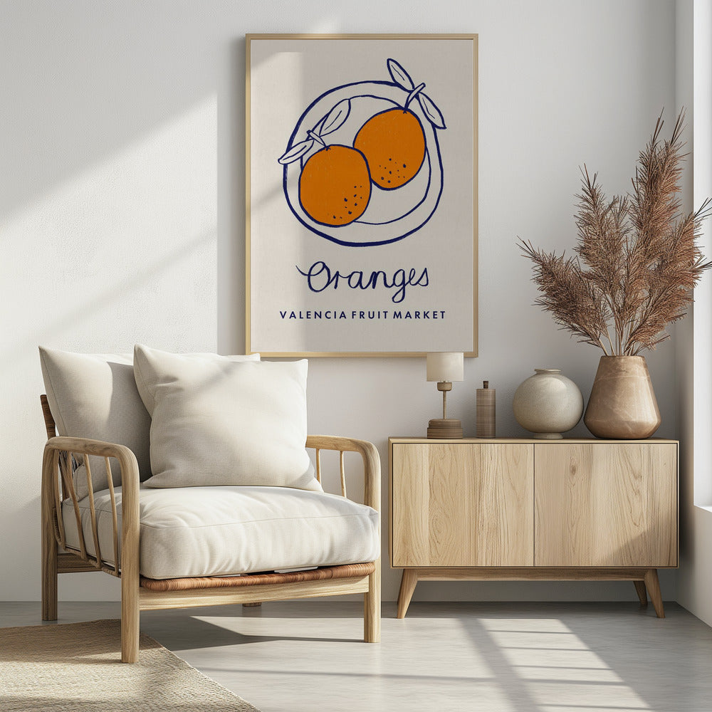 Food Art - Oranges Valencia Fruit Market Poster