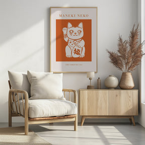 Maneki-neko Cat Orange Poster