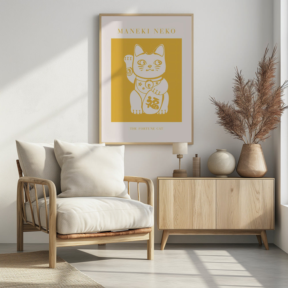 Maneki-Neko Yellow Cat Poster