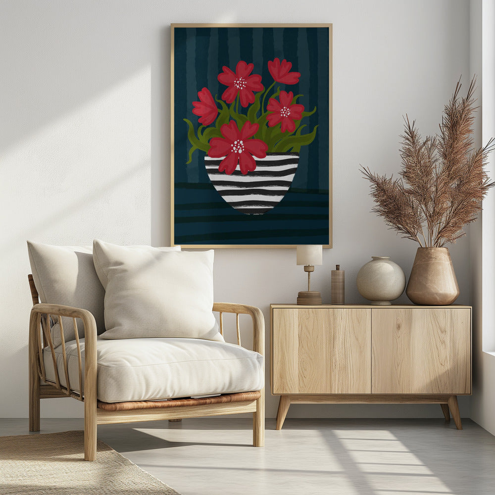 Striped Vase Poster