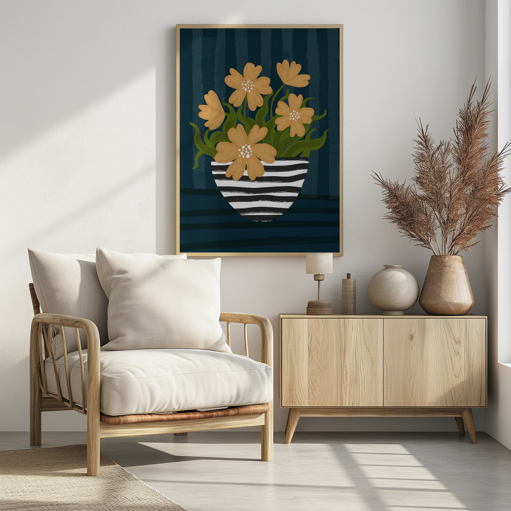 Striped Vase Poster