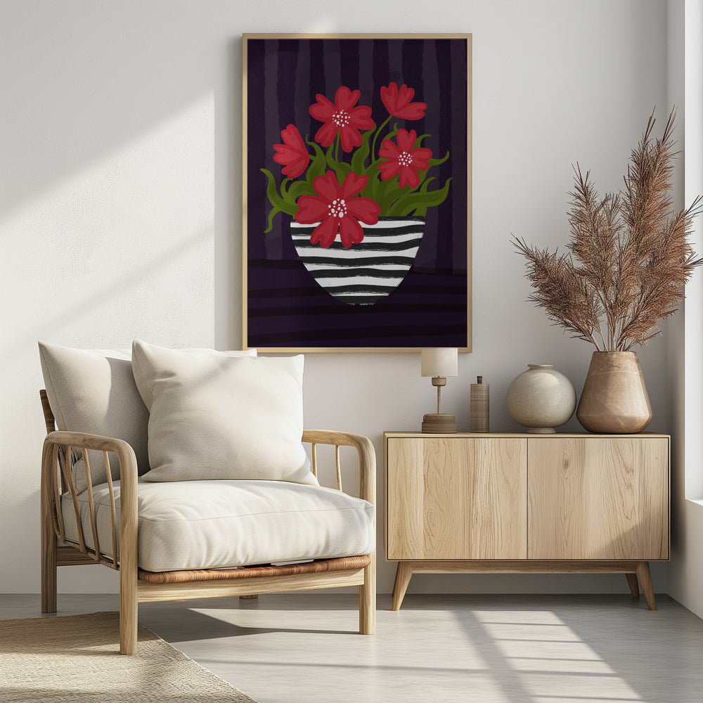 Striped Vase Poster