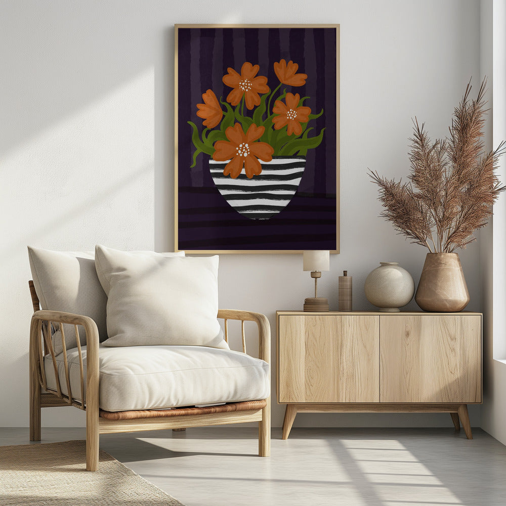 Striped Vase Poster