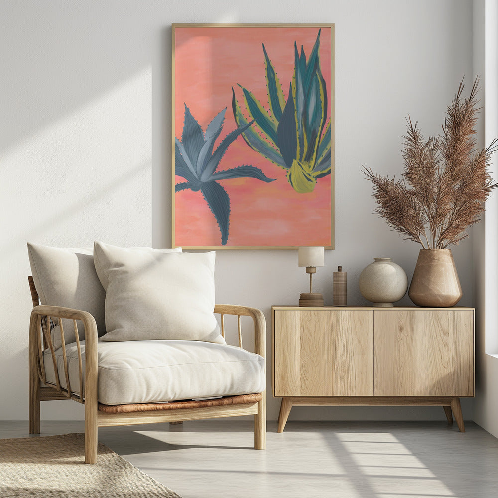 Pink Coral Cacti Poster