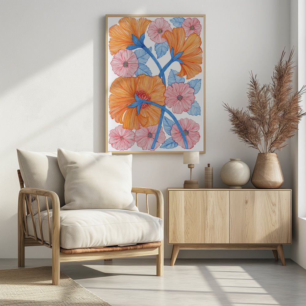 Big Orange Blooms Poster