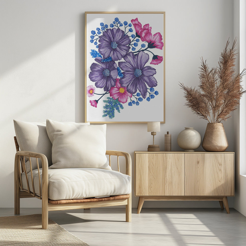 Pink and Purple Florals Poster