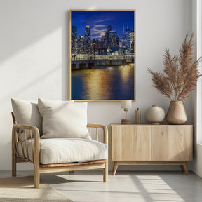 Harvest Moon over the Midtown Manhattan Skyline Poster