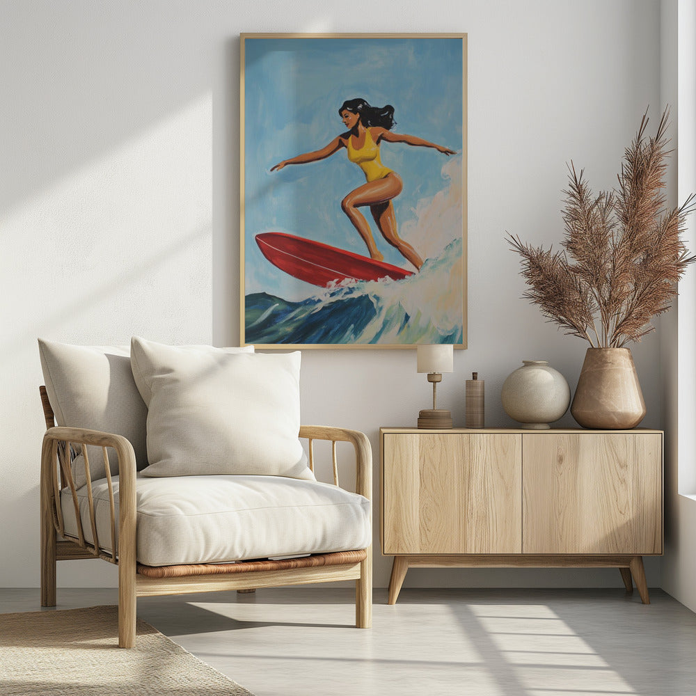 Surfing Girl Poster