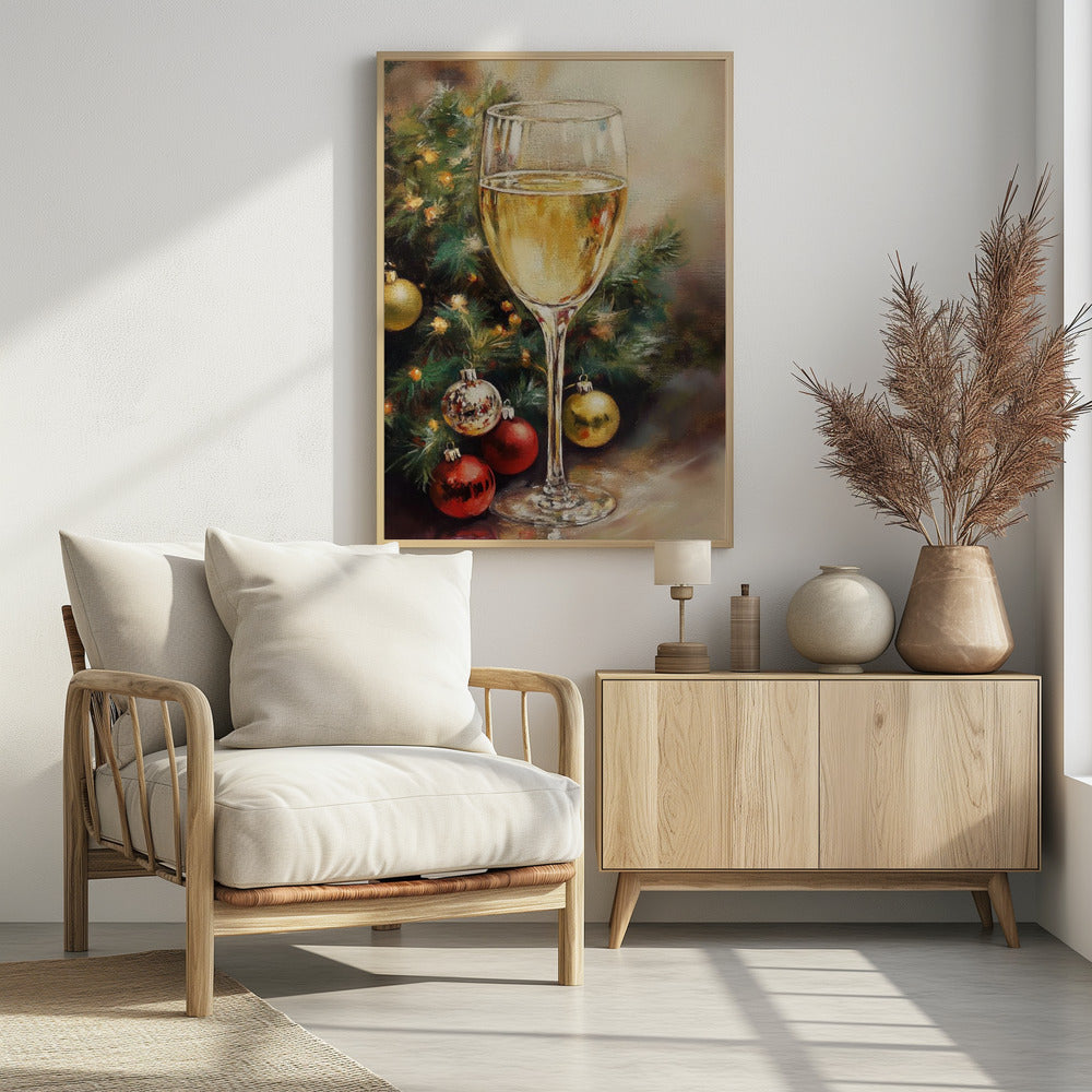 Christmas White Wine Poster