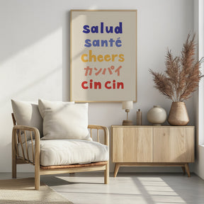 Cheers Typography - Salud Santé Cheers Kanpai Cin cin Poster