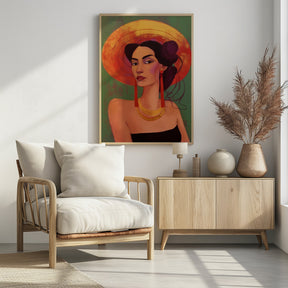 Mexican lady in sombrero Poster