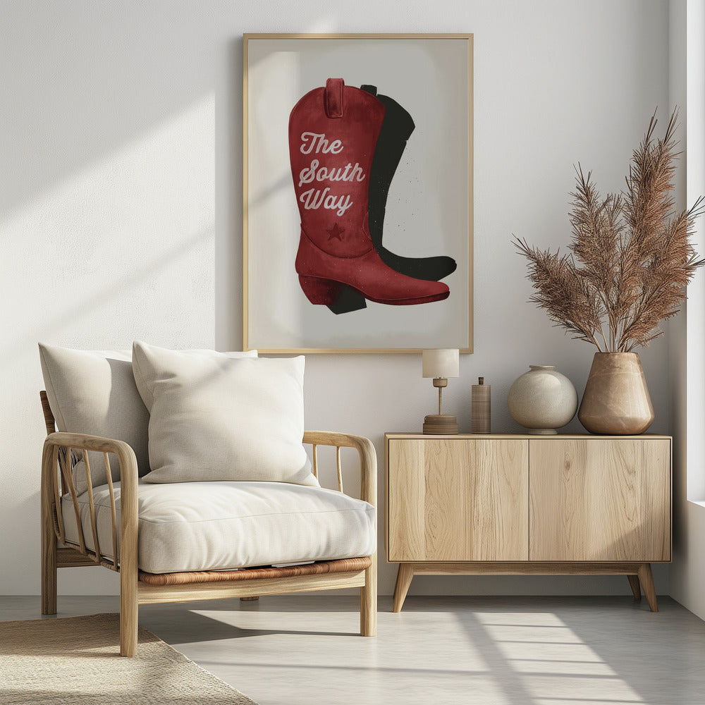 Cowgirl red boot print Poster