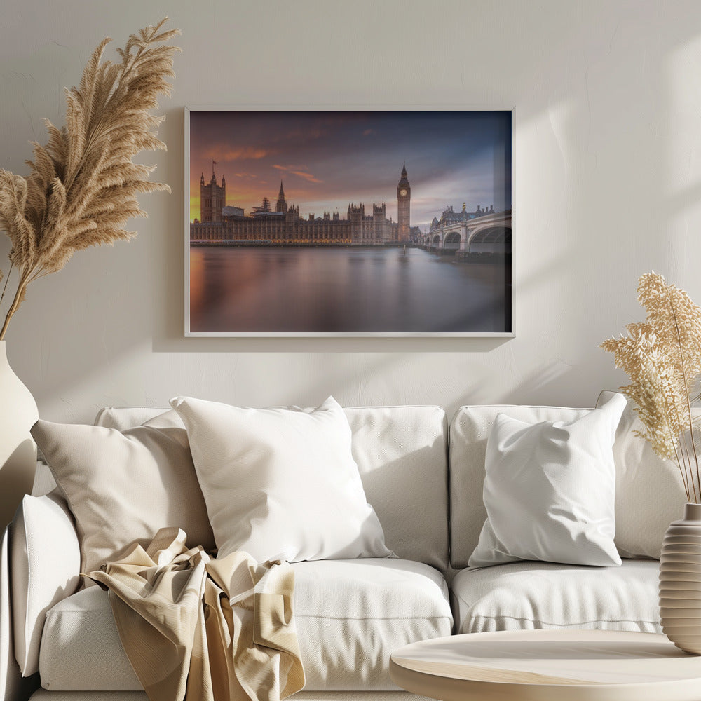 London Palace of Westminster Sunset Poster