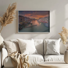 Grand Canal at sunset , view from the Rialto bridge , Venice . Poster