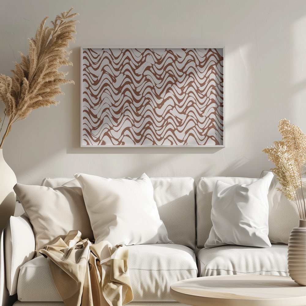 Wavey Beige Pattern Square Poster