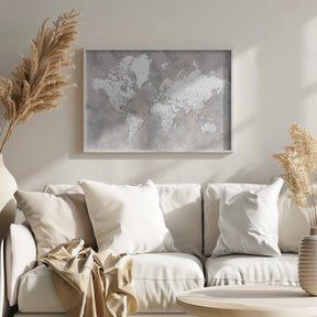 Detailed world map with cities Vali Poster